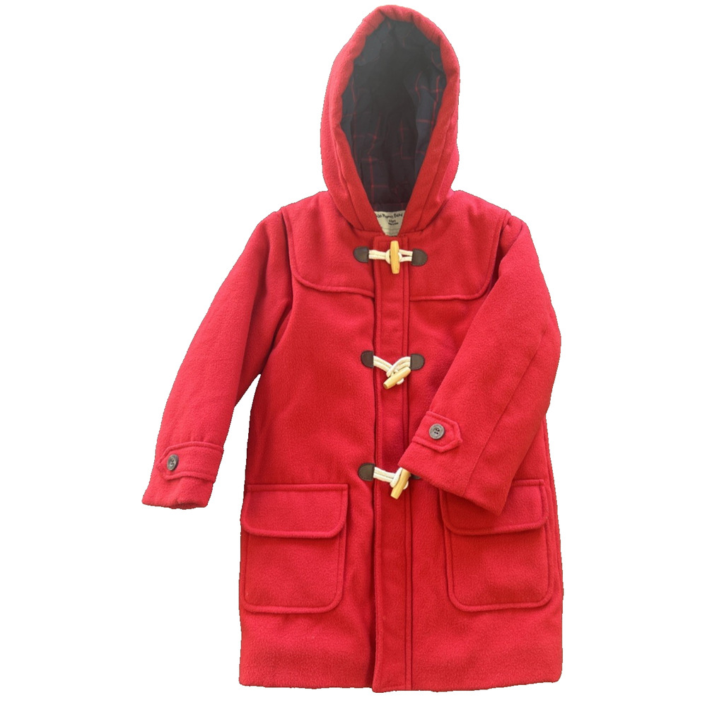 Jojo Maman Bebe Red Toggle Duffle Coat Jacket 4-5 Years Unisex